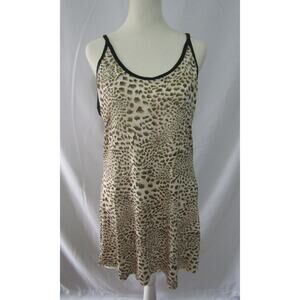 Leopard Print Mini Dress Women's Sz L Adjustable Spaghetti Strap Stretchy Tunic